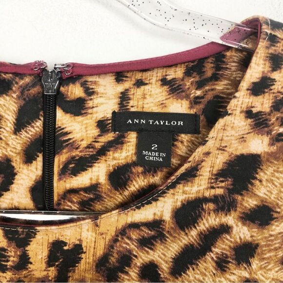 ANN TAYLOR | Animal Print Leopard & Lace Print Sheath Dress Women’s Size 2 - Picture 7 of 11